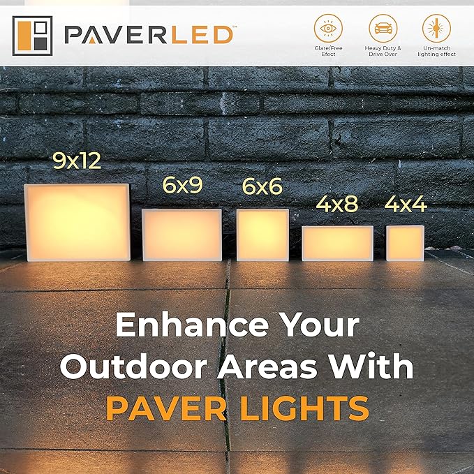 LUMENGY Paver Light 6X9 Inch (5.82 x 8.85 inches) 2700K Brick Lighting for Pavers Driveways Pathways Patios Inground &amp Garden 12V Waterproof Drive-Over Rated