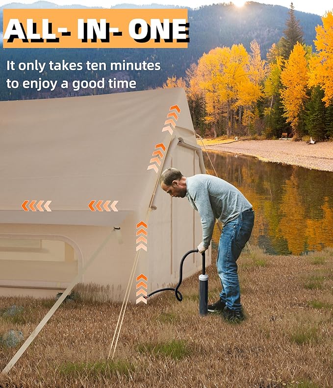 GAOMON Inflatable Camping Tent with Air Pump 6-8 Person Large Blow Up Tent for Family or Group Waterproof Oxford Fabric Quick Setup Glamping Tent for Outdoor All Seasons