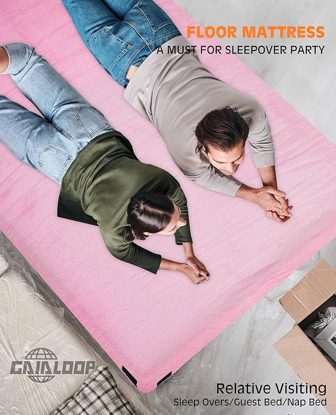 3 Inch Memory Foam Camping Mattress Dual Layer Thick Sleeping Camp Pad for Car Tent Cot Roll-Up Portable Glamping Floor Bed for Guests Sleepover