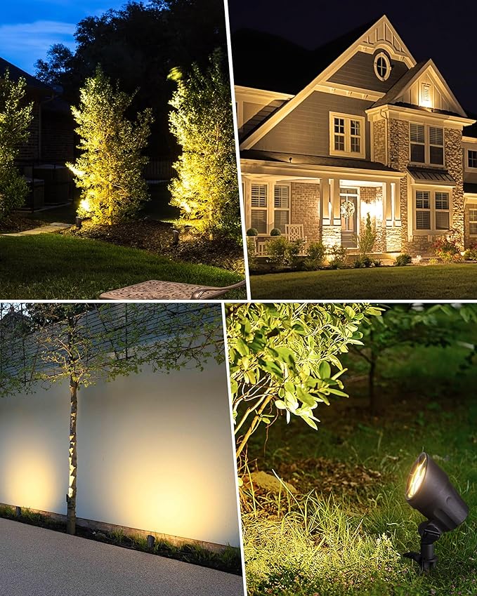 SUNVIE 6W Low Voltage Landscape Lights LED Low Voltage Lighting Warm White Landscaping Lights Waterproof Landscape Spotlights with Connectors Spot Lights Outdoor for Garden Tree Wall Yard 12 Pack
