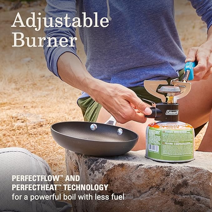 Coleman Classic 1-Burner Backpacking Stove Portable Lightweight Camp Stove with Adjustable Burner &amp Pressure Control 10000 BTUs of Power for Camping Backpacking Tailgating &amp More