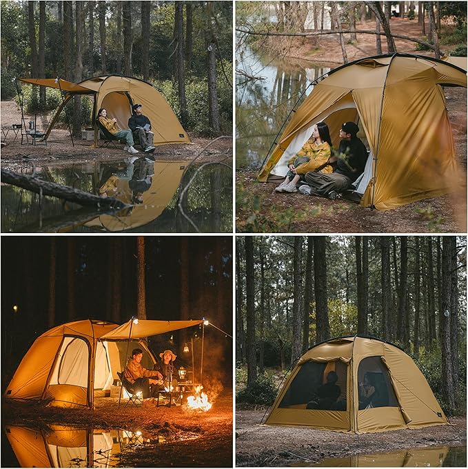 Naturehike Dune Hot Tent with Stove Jack 117 sq ft 4 Seasons Camping Tent 2-4 Person Waterproof Large Tent for Family Car Camping Picnic Fishing 6 Person