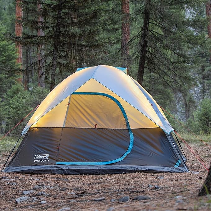 Coleman OneSource Rechargeable 4/6 Person Camping Tent with Airflow System &amp LED Lighting Includes Rainfly Tent Fan Lights and Interchangeable Battery Pack Easy Setup Tent for Camping