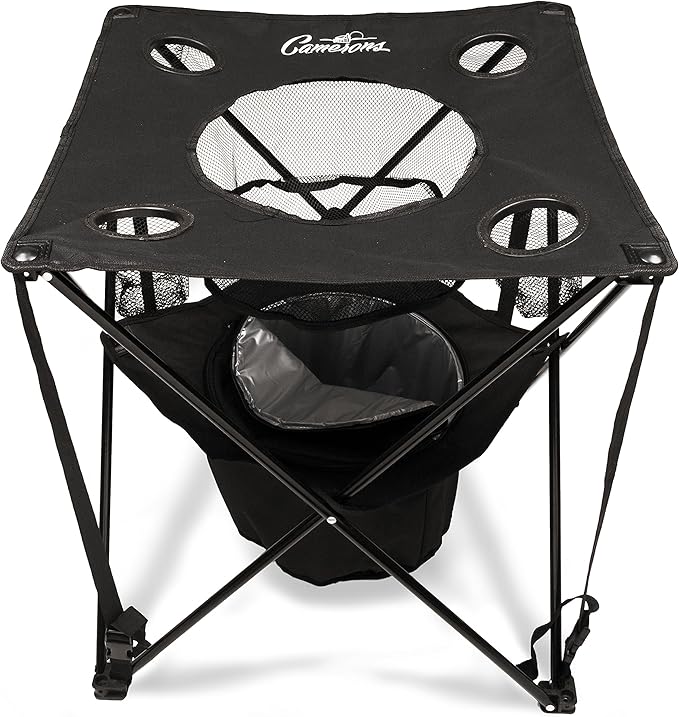 Camerons All-in-One Tailgating Table - Portable Folding Camping Table with Insulated Cooler Food Basket Cup Holders &amp Travel Bag - Collapsible Picnic Table for Outdoor BBQs Beach &amp Camp Tri