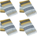 La Montana Mexican Blankets and Throws 4 Pack 74x50 - Made in Mexico Lightweight Yoga Blanket for Schools Studios Outdoors Camping Picnic Decor - Washable Navy/Yellow/White