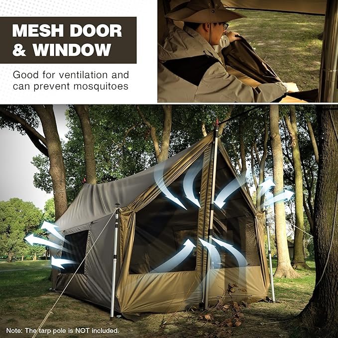 REDCAMP Large Hammock Hot Tent with Stove Jack Waterproof &amp Windproof Winter Wall Tent with Snow Skirt Ultralight 4 Season Tents for Camping Hiking Bushcraft Backpacking Hunting