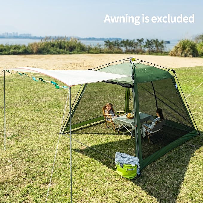 Pop Up Screen House Gazebo 8.2'x8.2'x75'' 4-6 Person Portable Screen Room with Sun &amp Insect Protection Sturdy Frame Foldable Outdoor Canopy for Backyard Camping Park GardenBackyard-Olive Gre