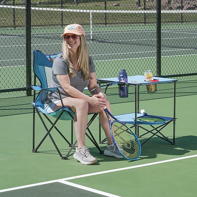 Life is Good Mesh Back Quad Chair Portable Outdoor Folding Chair with Carry Bag for Beach Sports Tailgates Camping Fishing