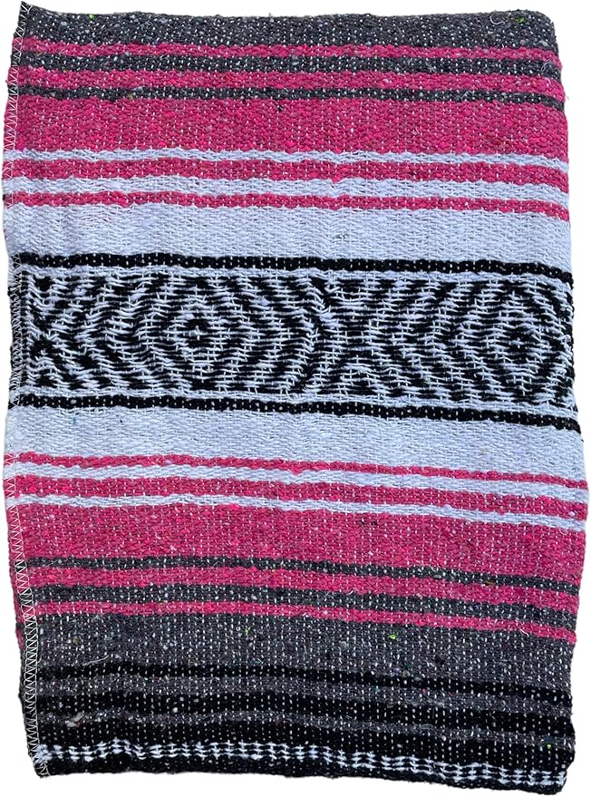 Authentic Mexican Falsa Blanket Perfect for YogaBeach CampingPicnic Car seat Cover Home Throw Decor (Pink)