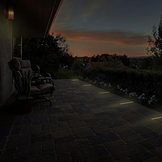 LUMENGY Paver Light Slim 0.5x9 Inch (0.55x8.85) 2700K Warm White Glare-Free Linear Lighting for Driveways Walkways and Paver Borders 12V Hardwired IP67 Waterproof Drive-Over Rated