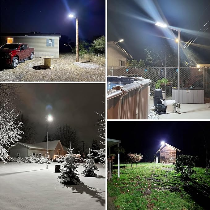 8000W Solar Lights Outdoor Waterproof 7000K Solar Street Light Motion Sensor 450000LM Solar Security Light IP66 Waterproof Solar Street Lights Outdoor Dusk to Dawn for Parking Lot Yard Farm