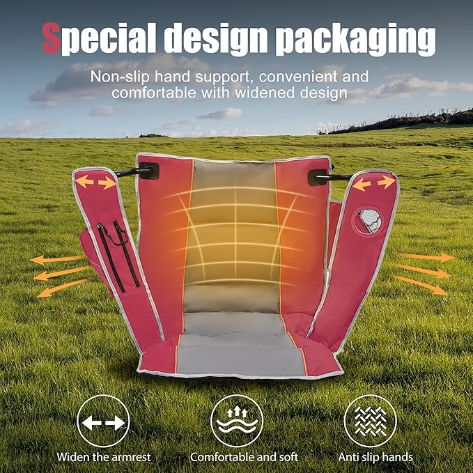 XMT Premium Padded Folding Chair Extra Wide &amp Heavy Duty 450lbs Capacity Portable Camping Chair with Insulated Cooler Cup Holder &amp Storage Compact Foldable for Outdoor Beach Picnics