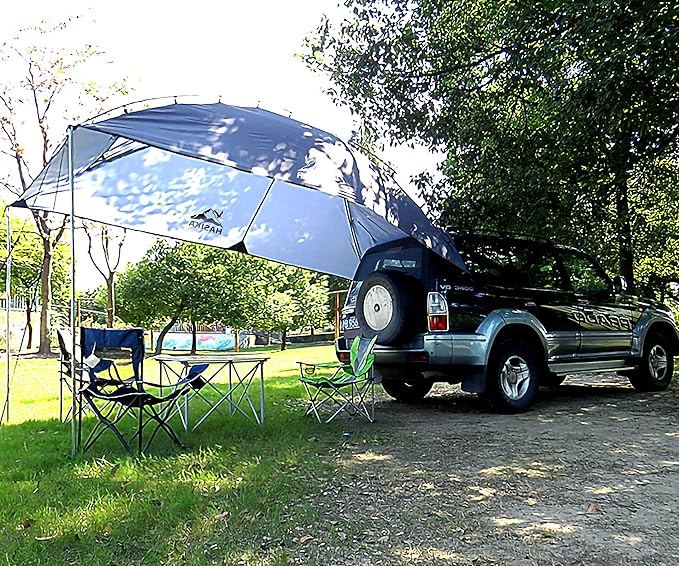 Versatility Camping Tent for Truck BedSUV RVing VanTrailer and Overlanding Portable Teardrop Awning Canopy Tear Resistant Tarp with 2 Sandbag