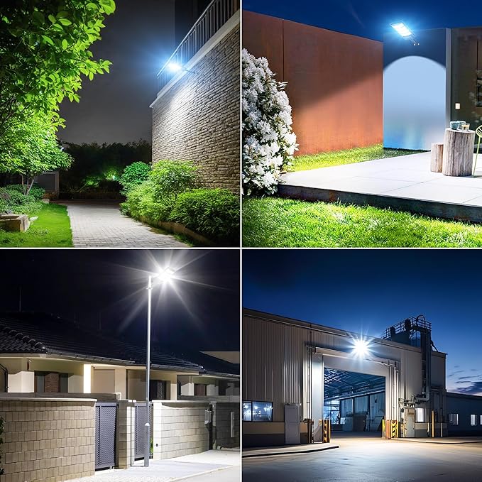 Solar Lights Outdoor Solar Street Lights Outdoor Dusk to Dawn with Motion Sensor &amp Remote Control Wide Angle Solar Flood Lights Outdoor IP67 Waterproof for Parking Lot Yard &amp Driveway (4PAC