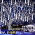 Christmas Decoration Outdoors- 32 Tubes (Equivalent to 4 Sets of 8-Tubes) Meteor Shower Rain Lights White Falling Rain Lights for Christmas Decor Xmas Tree Halloween Yard Wedding Party UL Plug
