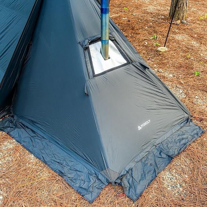 POMOLY Hot Tent Bushcraft Tent STOVEHUT 20 Ultralight Shelter with 4 Poles for 1-2 Person Camping Hiking Backpacking (Blue Grey)