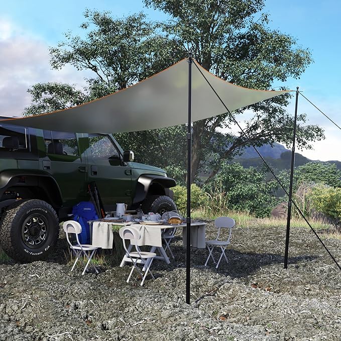 WILDROAD Tarp Poles Tent Poles Canopy Poles 7.7 ft Telescoping Aluminum Poles with Non-Slip Aluminum Cone Bottom Portable and Lightweight Camping Gear for Camping and Awnings Set of 2