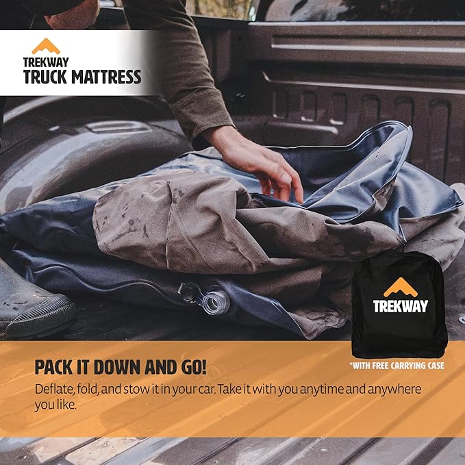 Offroading Gear Inflatable Truck Bed Air Mattress | 6ft to 6.5ft Truck Box | Trekway | Converts to Full Double Size Bed | Durable and Waterproof Compatible with F150 Ram Supercrew etc.