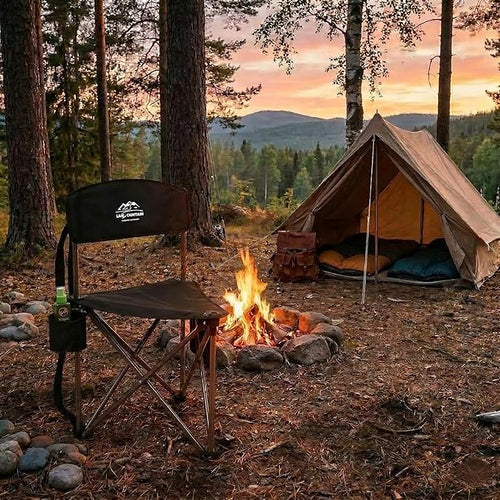 2 Pack Folding Camping Tripod Stool with Backrest &amp Cup Holder Lightweight Portable Outdoor Chairs for Adults Compact 3-Leg Seat for Fishing Hunting Hiking &amp Travel w/Bag - Black