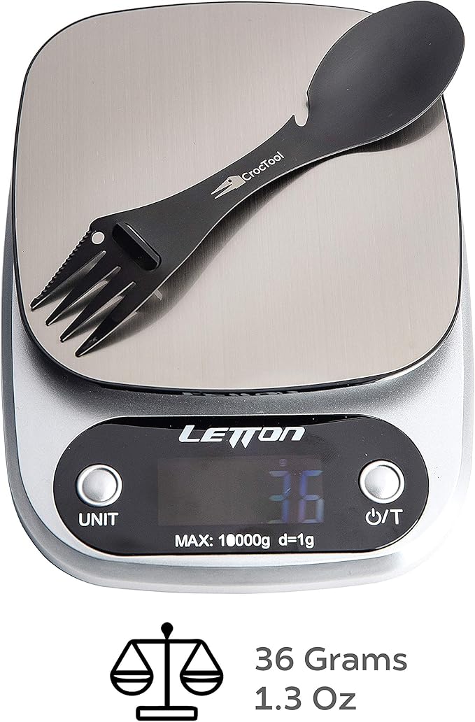 Spork Ultra Lightweight and Strong 5 in 1 Camping Utensil Set-Spoon+Fork+Knife+Peeler+Bottle Opener+Bag+Carry case. Ideal for Outdoors Home or Office