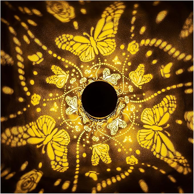 Butterfly Solar Lanterns Outdoor Waterproof Hanging Solar Lights Butterfly Gifts for Women Men Metal Decorative LED Lanterns for Garden DecorYardPatioLawnTabletopPathway