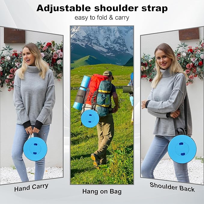 ALEVMOOM 2026 Collapsible Stool with Thick Cushion H18.1 D10.24 More Sturdy Capacity 600IbCollapsible Adjustable Folding Stool for Camping Hiking Mountain Garden BBQ