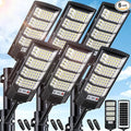 6 Pack Solar Street Lights Outdoor Waterproof 6500K LED Motion Sensor Lights Dusk to Dawn Solar Flood Lights with RemoteParking Lot LightCommercial Area Lighting for Outside