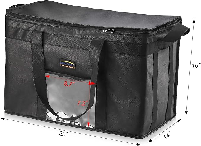 New Star Foodservice Commercial Insulated Food Delivery Bag Extra Large 23 x 15 x 14 Inch Black