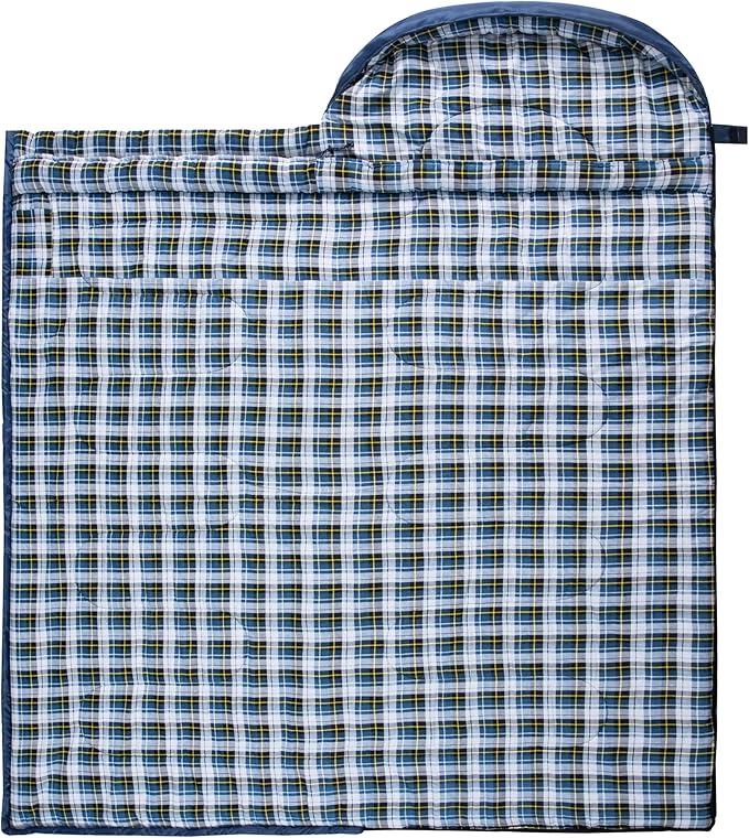 Cold Weather Sleeping Bag 100% Cotton Flannel XXL for Adults Big and TallFree Compression Sack