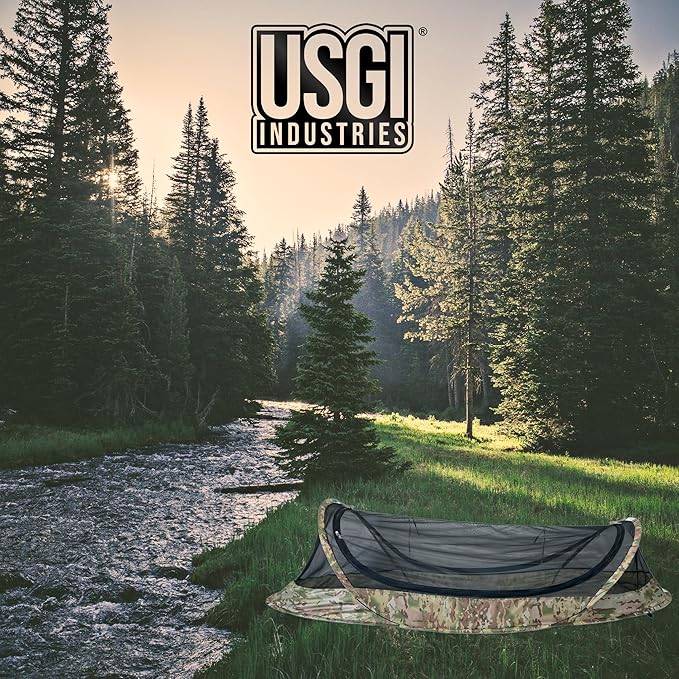 USGI Industries Bivy Tent | Lightweight Single Person Sleeping Net System for Outdoors Camping Survival Hiking Backpack | Mesh Protection