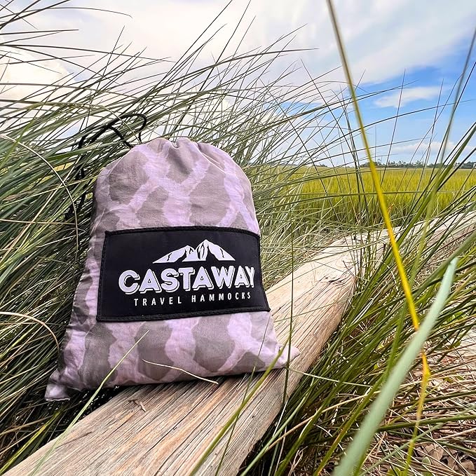 Castaway Travel Hammocks Double Rope Design Camping Hammock with 2 Tree Straps Triple Stitched Durable Nylon Material Compact Design for Backpacking Travel Beach Backyard Patio Hiking