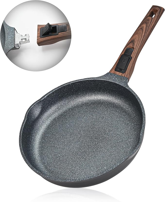 10 Inch Smart Nonstick Frying Pan with Removable HandleCast Aluminum and Anti-Scratch Skillet Compatible with All StovetopsDishwasher and Oven Safe