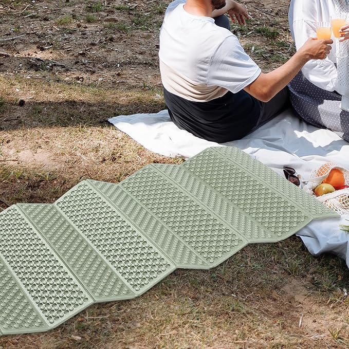 BESPORTBLE Foldable Camping Sleeping Pad Thick Water-Resistant Outdoor Picnic Mat with Aluminum Foil Coating for Hiking Tent Fold-up Moisture Barrier Cushion in