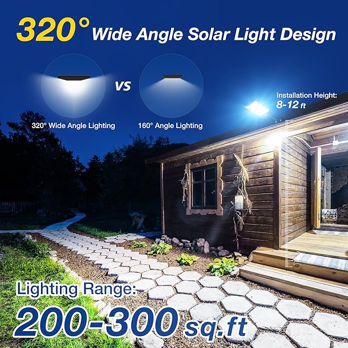 Solar Lights Outdoor Solar Street Lights Outdoor Dusk to Dawn with Motion Sensor &amp Remote Control Wide Angle Solar Flood Lights Outdoor IP67 Waterproof for Parking Lot Yard &amp Driveway (4PAC