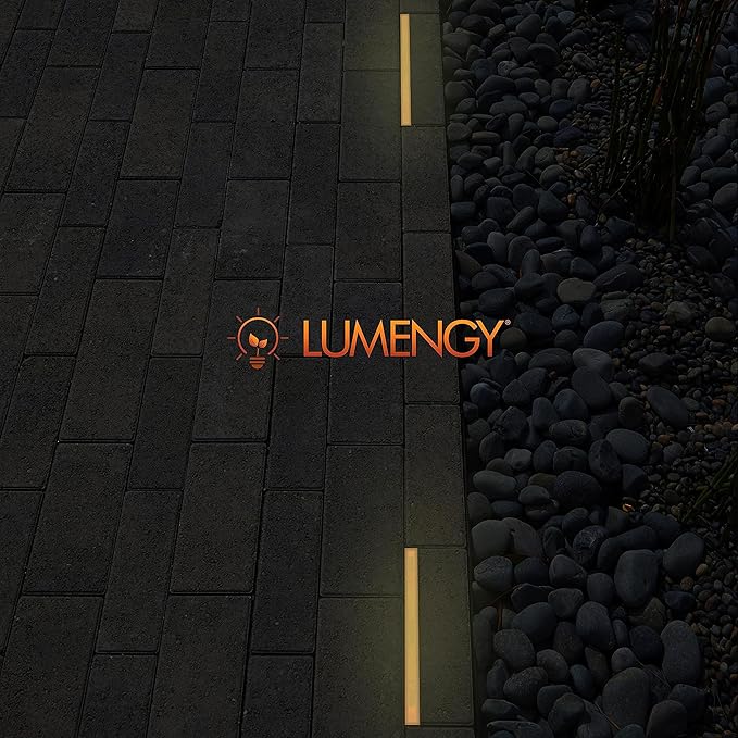 LUMENGY Paver Light Slim 0.5x9 Inch (0.55x8.85) 2700K Warm White Glare-Free Linear Lighting for Driveways Walkways and Paver Borders 12V Hardwired IP67 Waterproof Drive-Over Rated