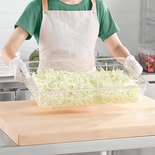 EGGKITPO 6-Pack 1/1 Size Food Pan 4 Inch Deep BPA Free Polycarbonate Food Storage Containers for Busy Kitchen Stackable Clear Hotel Pan for Buffet Party Supplies Dishwasher Safe