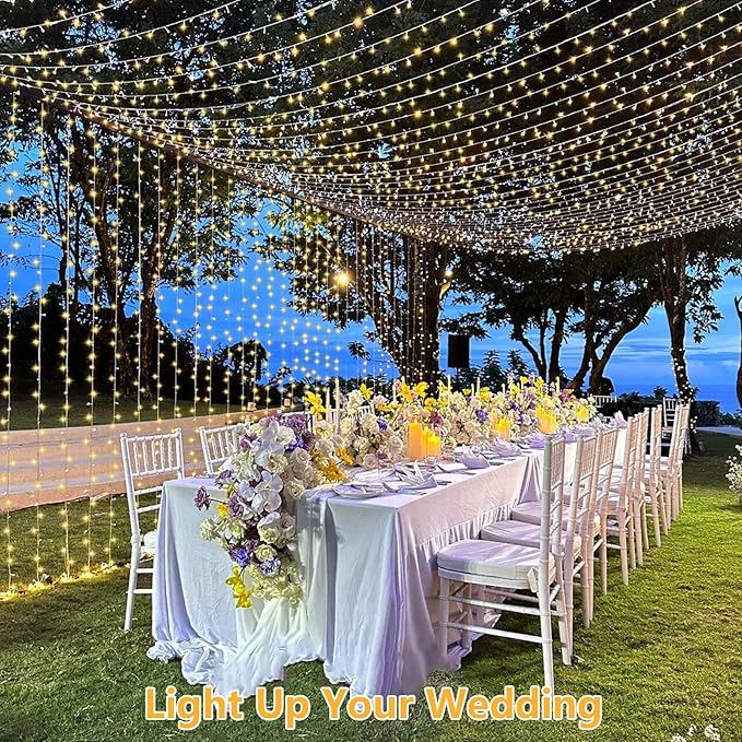 YEGUO 165ft 500 LED Christmas Lights Outdoor Waterproof Clear Wire String Lights Indoor Plug in 8 Modes Fairy Light for Christams Party Wedding Tree(Warm White)
