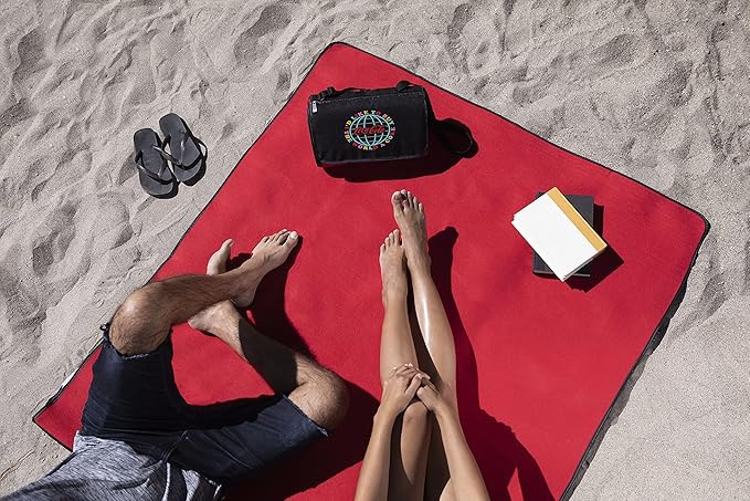 PICNIC TIME Coca-Cola Unity Buy the World a Coke Blanket Tote Picnic Blanket Folding Outdoor Beach and Camping Blanket with Carry Tote and Zipper Pocket Water Resistant Fleece (Red with Black Flap)