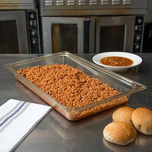 Carlisle FoodService Products Storplus Full-Size High Heat Food Pan for Catering Buffets and Restaurants High Heat Plastic 2.5 Inches Deep Amber