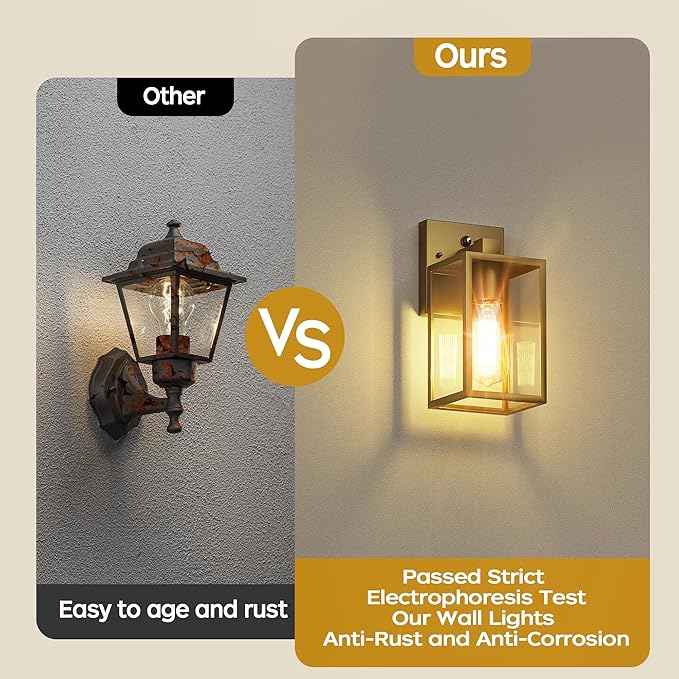 WIHTU Gold Dusk to Dawn Porch Lights Exterior Lighting Fixtures for House Waterproof Outdoor Wall Lights Wall Sconce Lamp Anti Rust Coach Lights for Doorway Garage