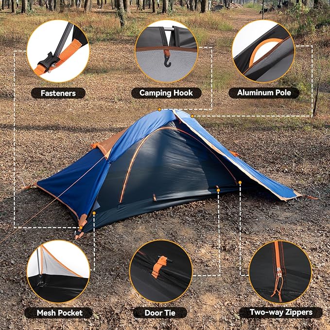 1 Person Backpacking Tent for Camping - Ultralight Waterproof Outdoor One Person Tent Windproof Rainproof Compact Single Pole Shelter for Camping Hiking Hunting Travel by Underwood Aggregator