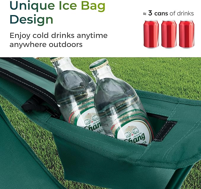 ALPHA CAMP Folding Camping Chairs for Adults Lawn Chairs Outdoor Chairs Support 250 LBS Portable Camp Chairs with Cup Holders Cooler Pouch for Outdoor 2 Pack