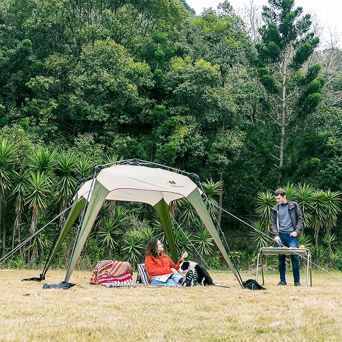 8.2'x8.2' Quick Up Canopy Tent 3 Min Setup Portable Canopy with 1 Sidewall Waterproof UV Protection Outdoor Canopy for Camping Beach Backyard &amp Party-Olive
