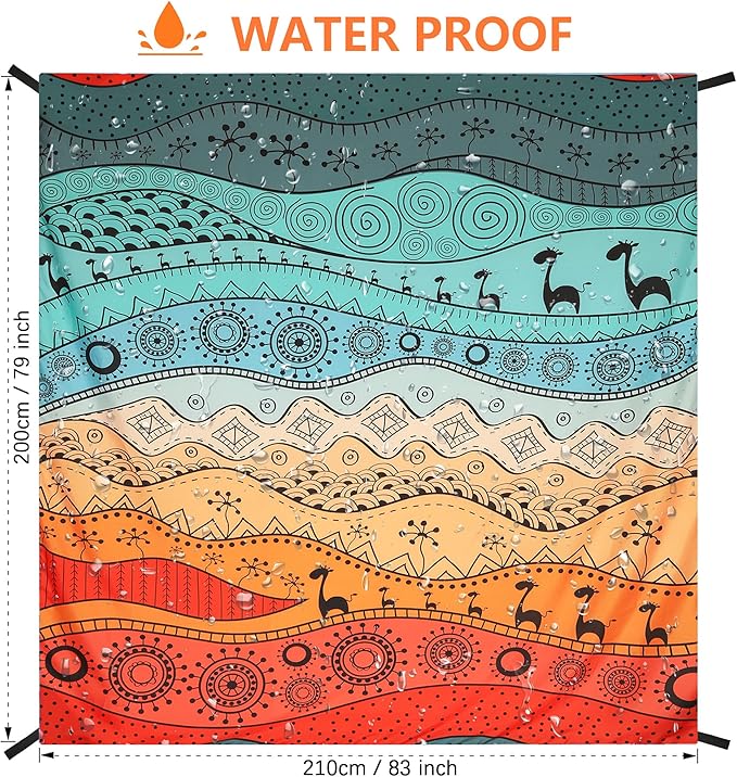 Beach Blanket Waterproof Sandproof Extra Large Beach Mat 79 X 83/120x108for 1-8 Adults Quick Drying Durable Outdoor Picnic Mat for Beach Travel Camping Hiking