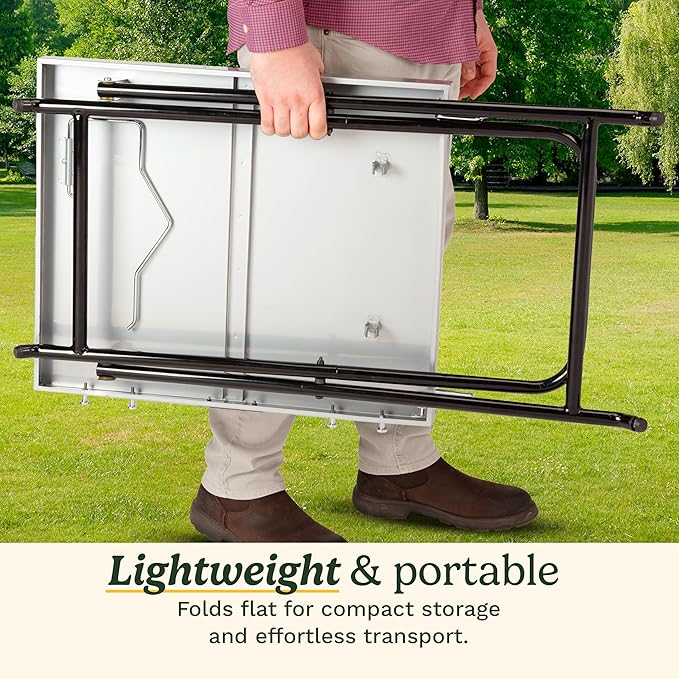Cuisinart Fold ‘n Go Prep Table Portable Folding Table and Grill Stand with Tool hooks Trash Bag Holder Paper Towel Rack 24” x 20” Steel Food Prep Station Perfect for BBQs Tailgates and Camping