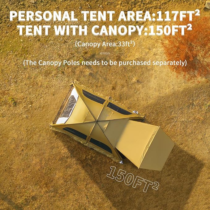 Naturehike Dune Hot Tent with Stove JackDouble Layer 4 Season TentWaterproof 2-4 Person Tents for Camping