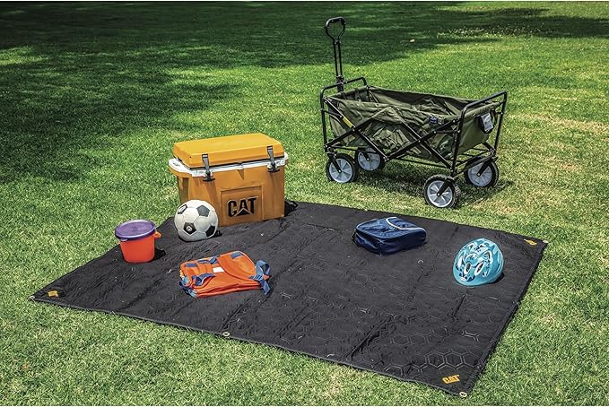 CAT 72 Inch x 80 Inch Water-Resistant Woven Utility Blanket Black Brown - 980837E