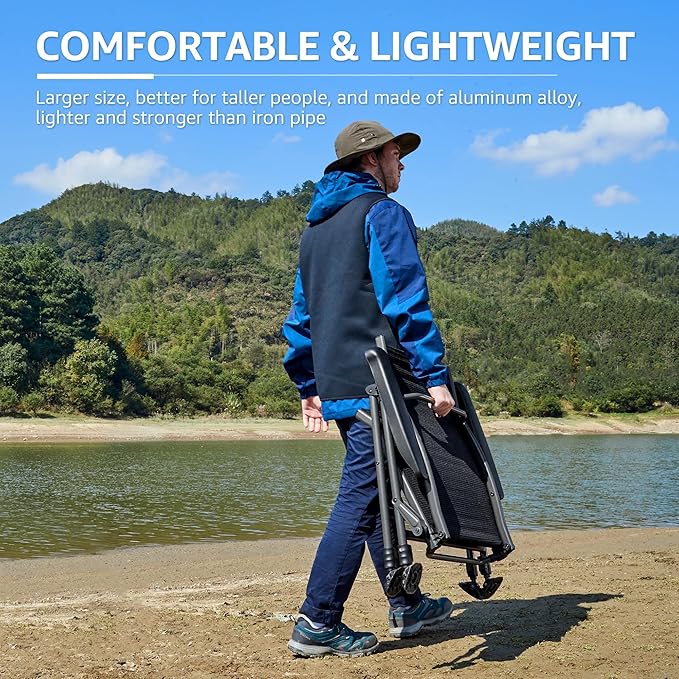 X Strike Folding Camping Chair Support 350 LBS Outdoor Fishing Chair for Adults Breathable Mesh with Adjustable High Back Support and Leg Aluminum Frame for Fishing Camp Lawn Patio.