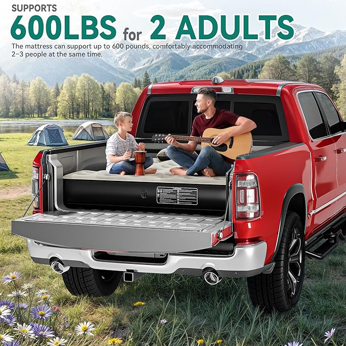 YITAHOME Truck Bed Air Mattress for 5.5-5.8 ft Short Beds Portable Inflatable Car Camping Mattress with Pump Pillows &amp Carry Bag for Travel Outdoor &amp Road Trips Black &amp Gray