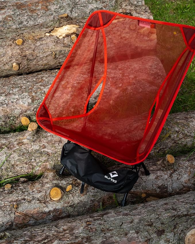Ultralight Backpacking Chair Aluminium Alloy Legless Ground Chair Foldable Camping Chair for Adult Hiking Camping Picnic Fishing RV Balcony Paddleboard Beach Indoor (Red)